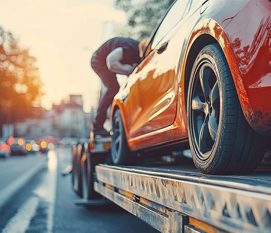 Bil bärgas av bilbärgare