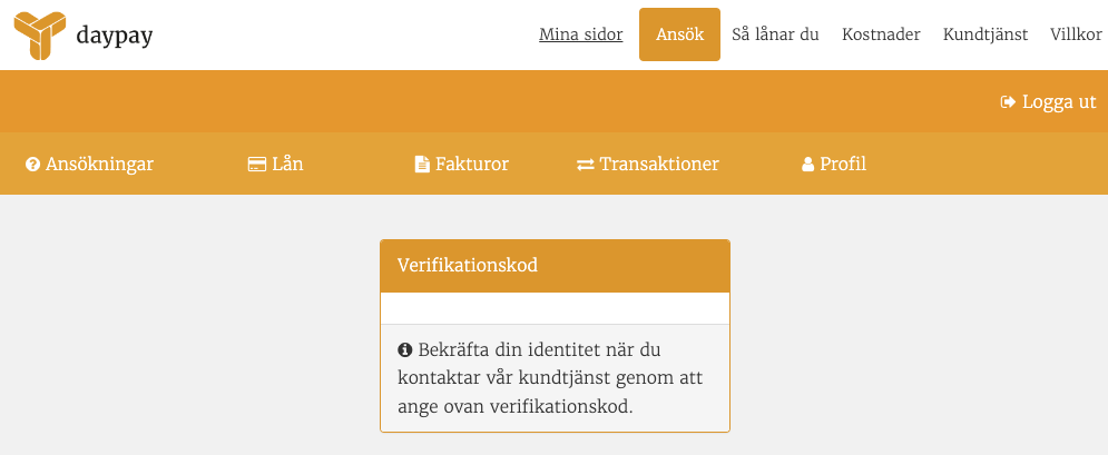 Mina sidor hos Daypay