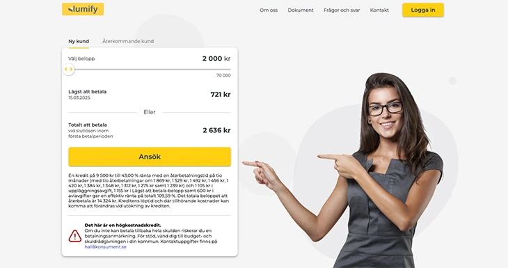 Formulär hos Lumify för ansökan om lån